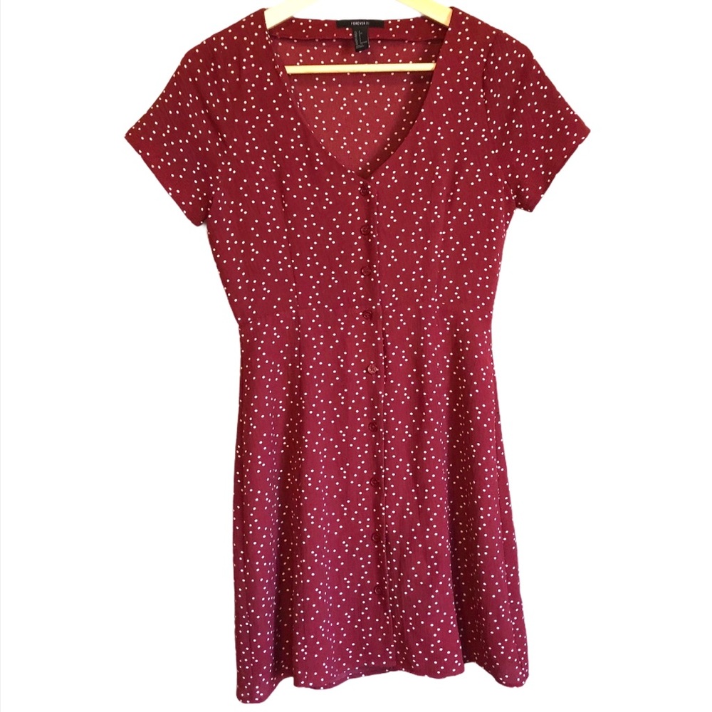 Forever 21 Polka dot button up dress